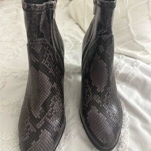 Marc Fisher Dark Snake Print Ankle Booties